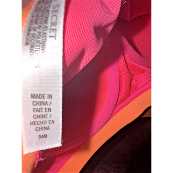 Victoria's Secret VSX Sport Bra Hot‎ Pink Criss Cross Back Padded Size 34D - Picture 11 of 12
